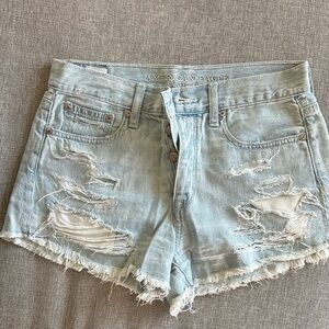 American Eagle Outfitters Light Blue Ripped Jean Shorts